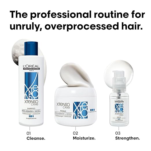 L'Oreal Professionnel Xtenso Care Serum Leave-In Serum for Frizz-Free, Smooth & Manageable Hair 50ml | Enriched with Pro Keratin & Incell | For Men & Women | Unruly, Unmanageable Hair