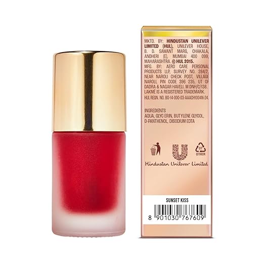 Lakme 9to5 Double Duty Lip & Cheek Water Stain Sunset Kiss - 9ml