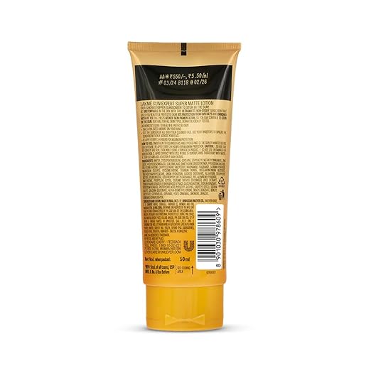 Lakme Sun Expert SPF 50 PA+++ Super Matte Lotion Sunscreen, Lightweight, Non Sticky,50ml