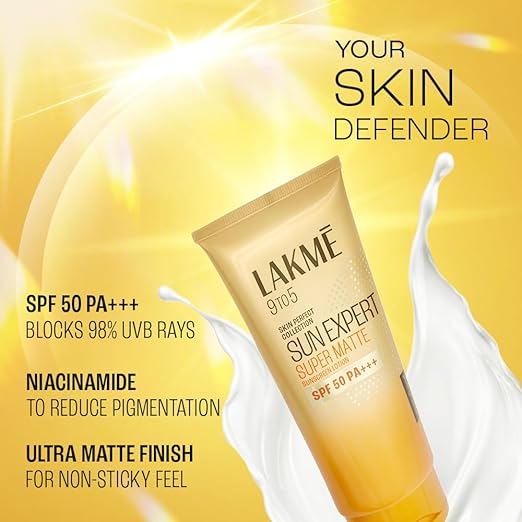 Lakme Sun Expert SPF 50 PA+++ Super Matte Lotion Sunscreen, Lightweight, Non Sticky,50ml