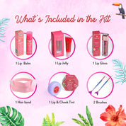 Whimsy Beauty Liplicious Beauty Kit | Safe & Fun Makeup Set for Girls, Preteens & Teenagers | Includes Lip & Cheek Tint, Lip Balm, Lip Gloss, Lip Jelly, Mermaid Brushes & Hair Band