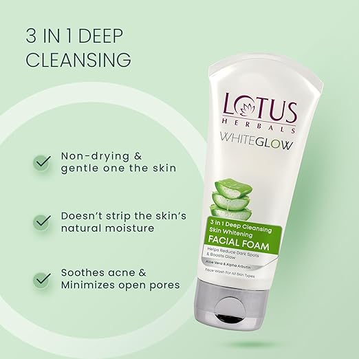 Lotus Herbals 3 in 1 Deep Cleansing Facial Foam | Face Wash for Women & Men |