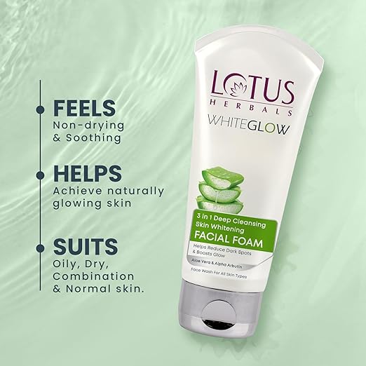 Lotus Herbals 3 in 1 Deep Cleansing Facial Foam | Face Wash for Women & Men |