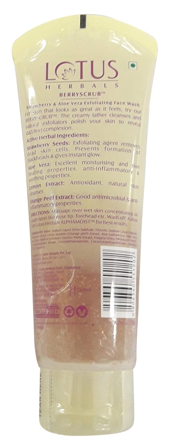 Lotus Herbals Berryscrub Strawberry & Aloe Vera Exfoliating Face Wash