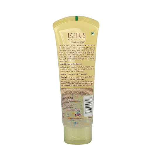 Lotus Herbals Jojoba Face Wash, Active Milli Capsules, 120g