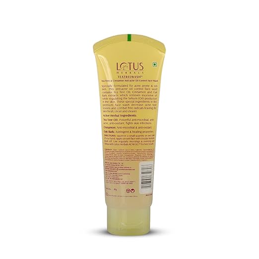 Lotus Herbals Tea Tree and Cinnamon Anti-Acne Oil Control Face Wash-120g