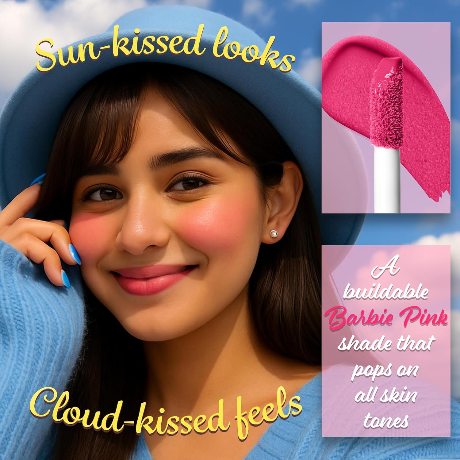 FACES CANADA Cloud Love Liquid Blush - Love Potion 03, 5ml | Soft Rosy Look | Long Lasting | Blends Easily | Blurred Matte Effect | Lightweight | Natural Tint | Cushion Applicator | Niacinamide Infused