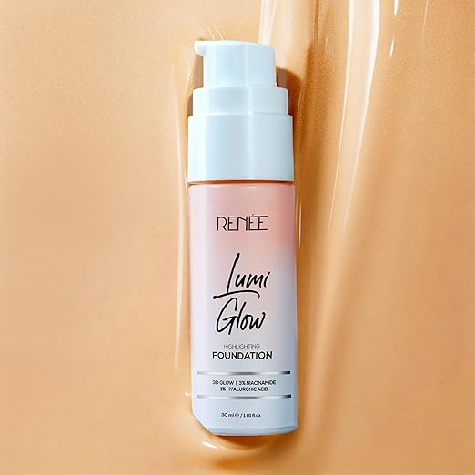 RENEE Lumi Glow Highlighting Liquid Foundation - Satin Ivory | Dewy Finish, Buildable Coverage & 3D Glow | Hydrates & Smoothens For Luminous Skin | With Hyaluronic acid & Niacinamide | 30ml