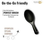 Bamboo Hair Brush LUXE Black, Wooden Bristles,Matte Finish, 100% Anti-Static, Anti-Frizz