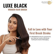 Bamboo Hair Brush LUXE Black, Wooden Bristles,Matte Finish, 100% Anti-Static, Anti-Frizz