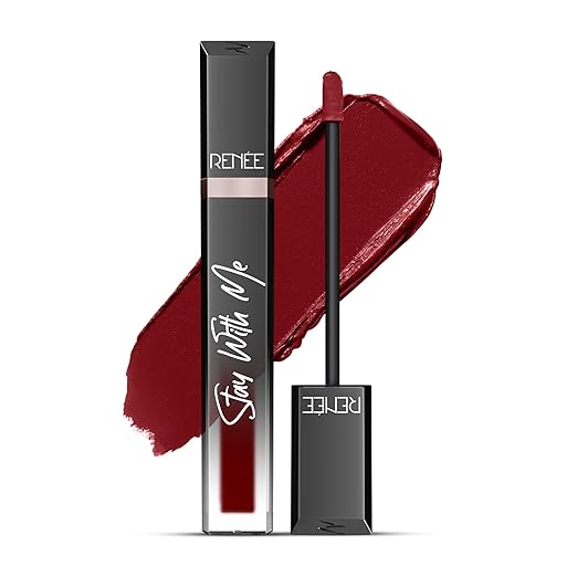 RENEE Stay With Me Matte Transferproof Liquid Lipstick| Waterproof & Smudge-proof | Bold Pigment, Lightweight & Long-lasting | With Hyaluronic Acid & Vitamin E | 6 ml
