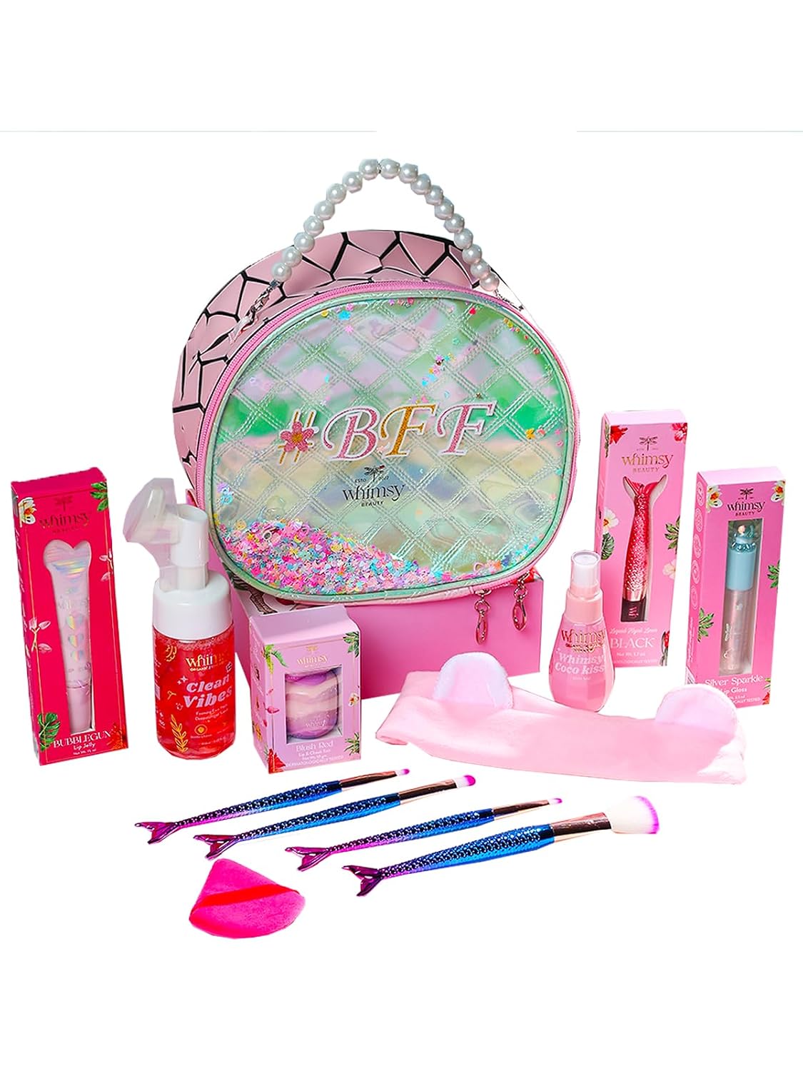 Whimsy Beauty Glow Magic Beauty Kit | Safe Beauty Set for Girls & Teens | Eyeliner, Lip Tint, Lip Jelly, Lip Gloss, Face Wash & Body Mist