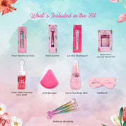 Whimsy Beauty Glow Magic Beauty Kit | Safe Beauty Set for Girls & Teens | Eyeliner, Lip Tint, Lip Jelly, Lip Gloss, Face Wash & Body Mist