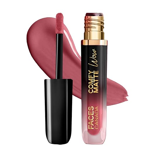 FACES CANADA Comfy Matte Wow Liquid Lipstick One Swipe Application | Highly Pigmented | Comfortable Wear | Glides Smoothly | Long Lasting | Transferproof, Smudgeproof & Waterproof