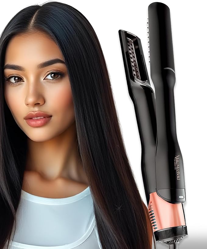 Make Mee Bold Wet to Straight Air Brush | 1200W Wet to Dry Hair Straightener with Smart Airflow | 1.4” Ceramic Plates & Teeth | 3 Air Speed Settings | Air Straightener for Hair, Gifts for woman