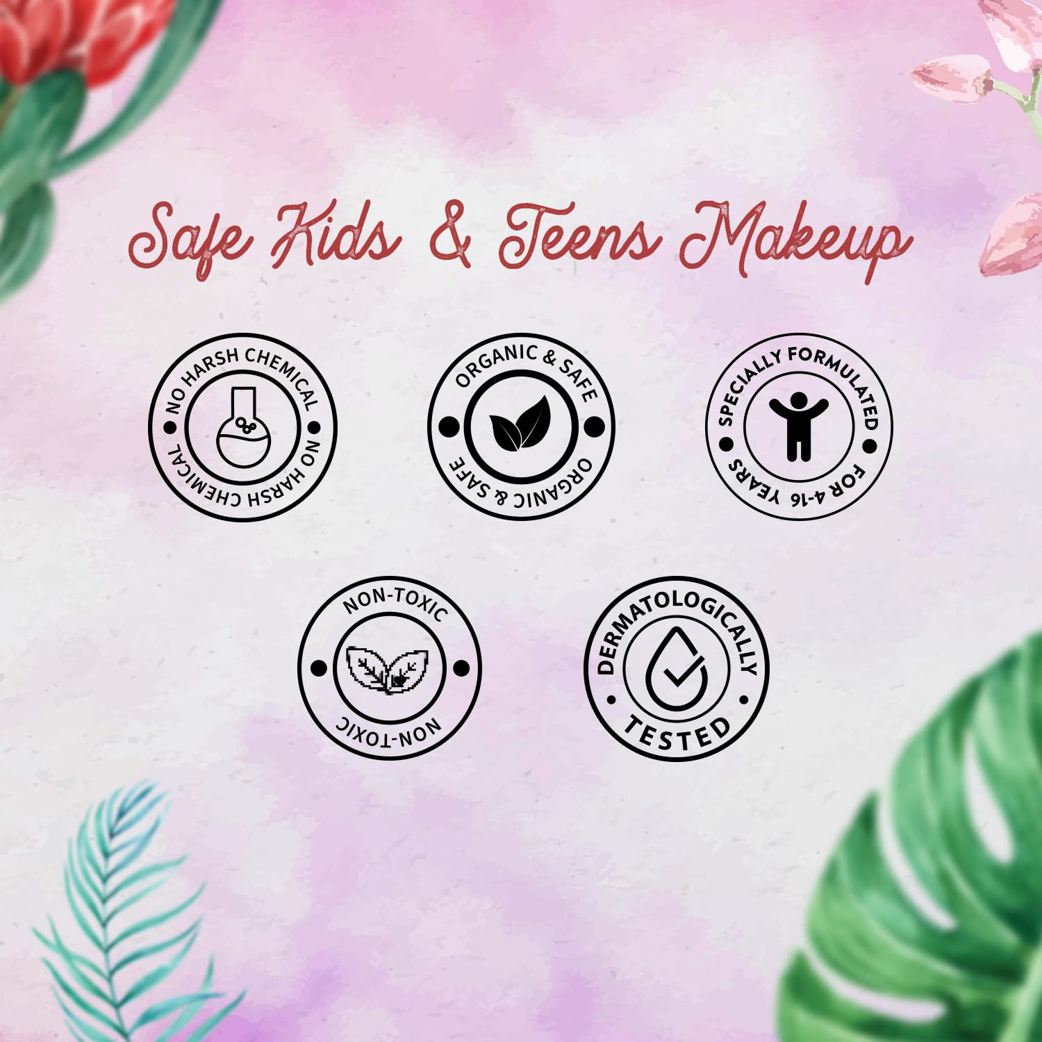 Whimsy Beauty Organic & Safe Make U Pretty Makeup Kit| Safe, Non-Toxic Beauty Set for Girls & Teens | Eye Glitter, Lip Cheek Tint, Lip Gloss,Eye Liner, Nail Paint and Mermaid Brushes