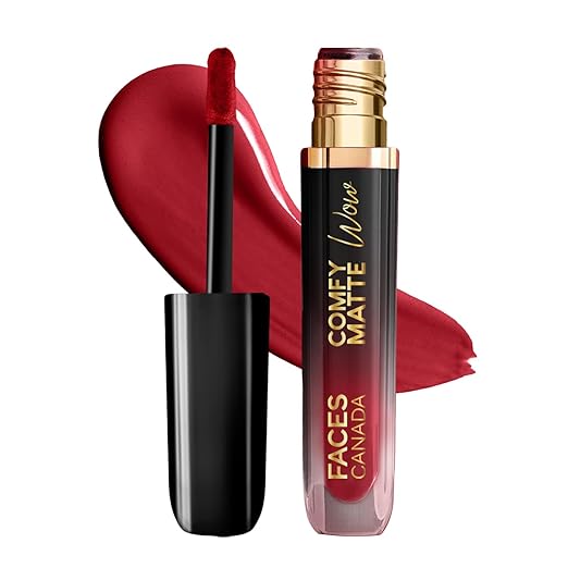 FACES CANADA Comfy Matte Wow Liquid Lipstick One Swipe Application | Highly Pigmented | Comfortable Wear | Glides Smoothly | Long Lasting | Transferproof, Smudgeproof & Waterproof