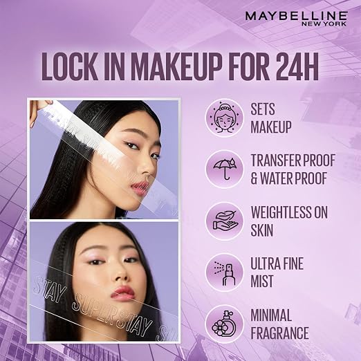 Maybelline New York Super Stay Double Fixer Setting Spray | 24HR Wear, Hydrating Spray