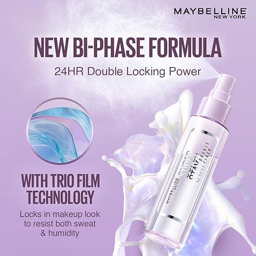 Maybelline New York Super Stay Double Fixer Setting Spray | 24HR Wear, Hydrating Spray