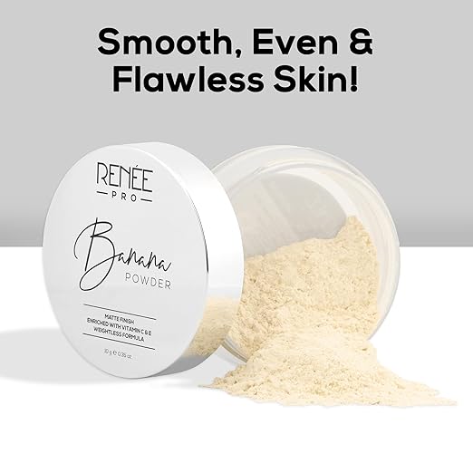 RENEE Pro Banana Loose Powder - Medium Beige - Sets Makeup, Extended Wear & Controls Shine - Vitamin C & E Infused Formula For Flawless Mattified Skin - 10 Gm - All Skin Type