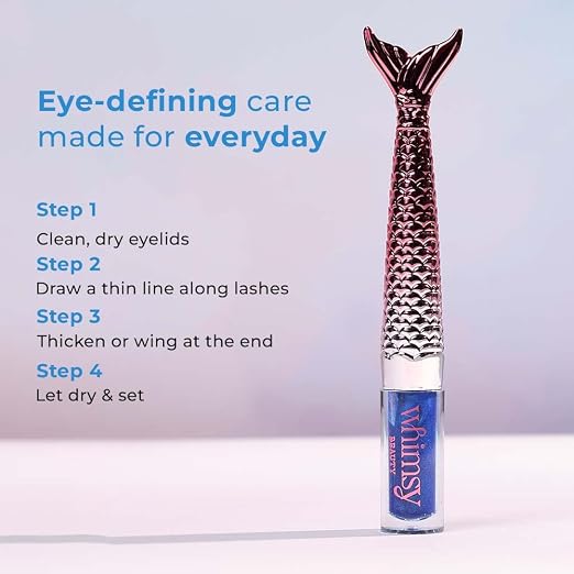 Whimsy Beauty Mermaid Liquid Kajal Liner for Kids and Pre Teens | Waterproof Smudge Proof Eye Liner with Precision Tip | 4 to 16 Years | Organic, Natural, Chemical Free | 1.7 ml (Blue)