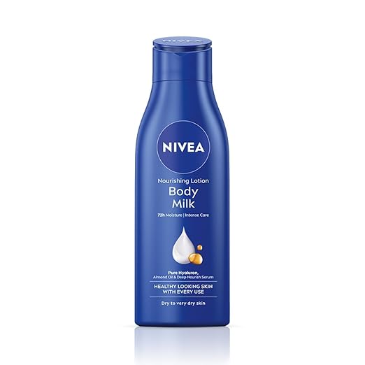 NIVEA Nourishing Body Milk 600ml Body Lotion with Hyaluronic Acid | 72Hr Hydration | Deep Moisture Care for Very Dry Skin | Enriched with Almond Oil | Smooth, Radiant & Healthy Looking Skin Care