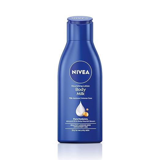 NIVEA Nourishing Body Milk 600ml Body Lotion with Hyaluronic Acid | 72Hr Hydration | Deep Moisture Care for Very Dry Skin | Enriched with Almond Oil | Smooth, Radiant & Healthy Looking Skin Care