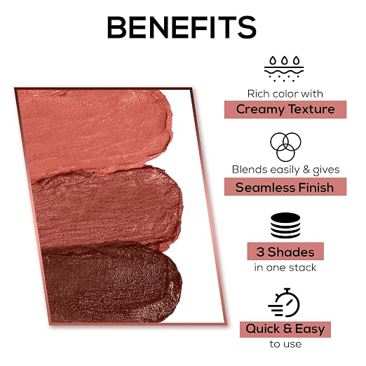 RENEE Glam Stack Creme Lip & Cheek Tint - Nude 4.5gm - 3 Shades in 1, Rich Creamy Natural Seamless Finish, Smooth & Blendable Formula- Travel Friendly, Quick & Easy to Use