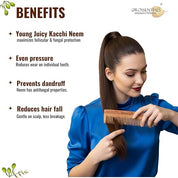 Neem Wooden Comb | Anti-Dandruff Natural Wood Comb | Handmade Wide Tooth Hair Comb for Men & Women | Reduces Hair Fall & Frizz | Scalp Care & Hair Growth (ORO-001)