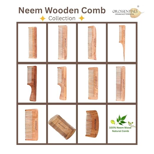 Neem Wooden Comb | Anti-Dandruff Natural Wood Comb | Handmade Wide Tooth Hair Comb for Men & Women | Reduces Hair Fall & Frizz | Scalp Care & Hair Growth (ORO-001)