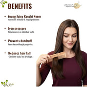 Neem Wooden Comb | Anti-Dandruff Natural Wood Comb | Handmade Wide Tooth Hair Comb for Men & Women | Reduces Hair Fall & Frizz | Scalp Care & Hair Growth