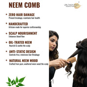 Neem wooden comb two in one || Dual-sided neem comb || Natural neem wooden hair comb || Anti-dandruff neem comb double side-Pack of 1 (ORO-003)