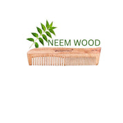 Neem wooden comb two in one || Dual-sided neem comb || Natural neem wooden hair comb || Anti-dandruff neem comb double side-Pack of 1 (ORO-003)