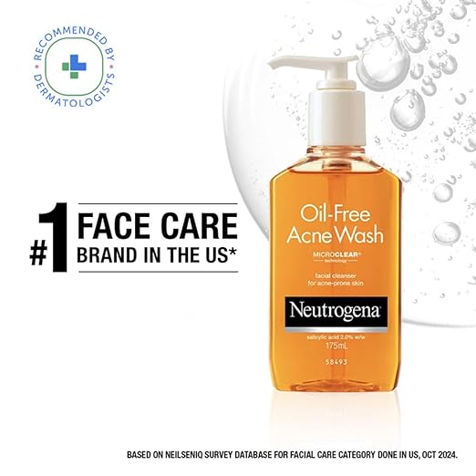 Neutrogena Oil Free Acne Wash | 2% Salicylic Acid Deep Cleansing Face Wash for Oily Skin
