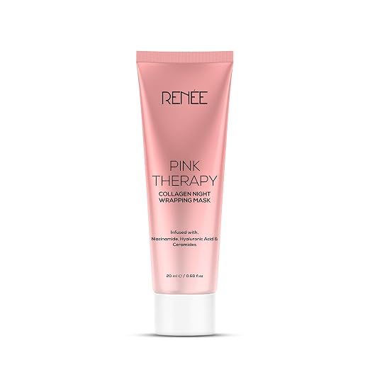 RENEE Pink Therapy Collagen Night Wrapping Face Mask, 20 ml | For Young, Hydrated Skin, Texture & Elasticity, Improves Skin Barrier, Hyaluronic Acid & Niacinamide Infused