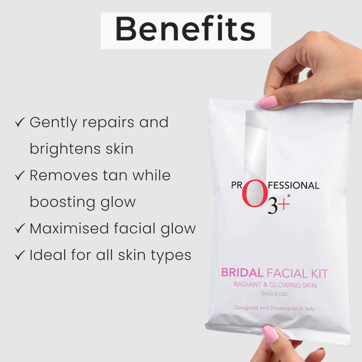 O3+ Bridal Facial Kit for Radiant & Glowing Skin with Hyaluronic Acid (60g+69ml)