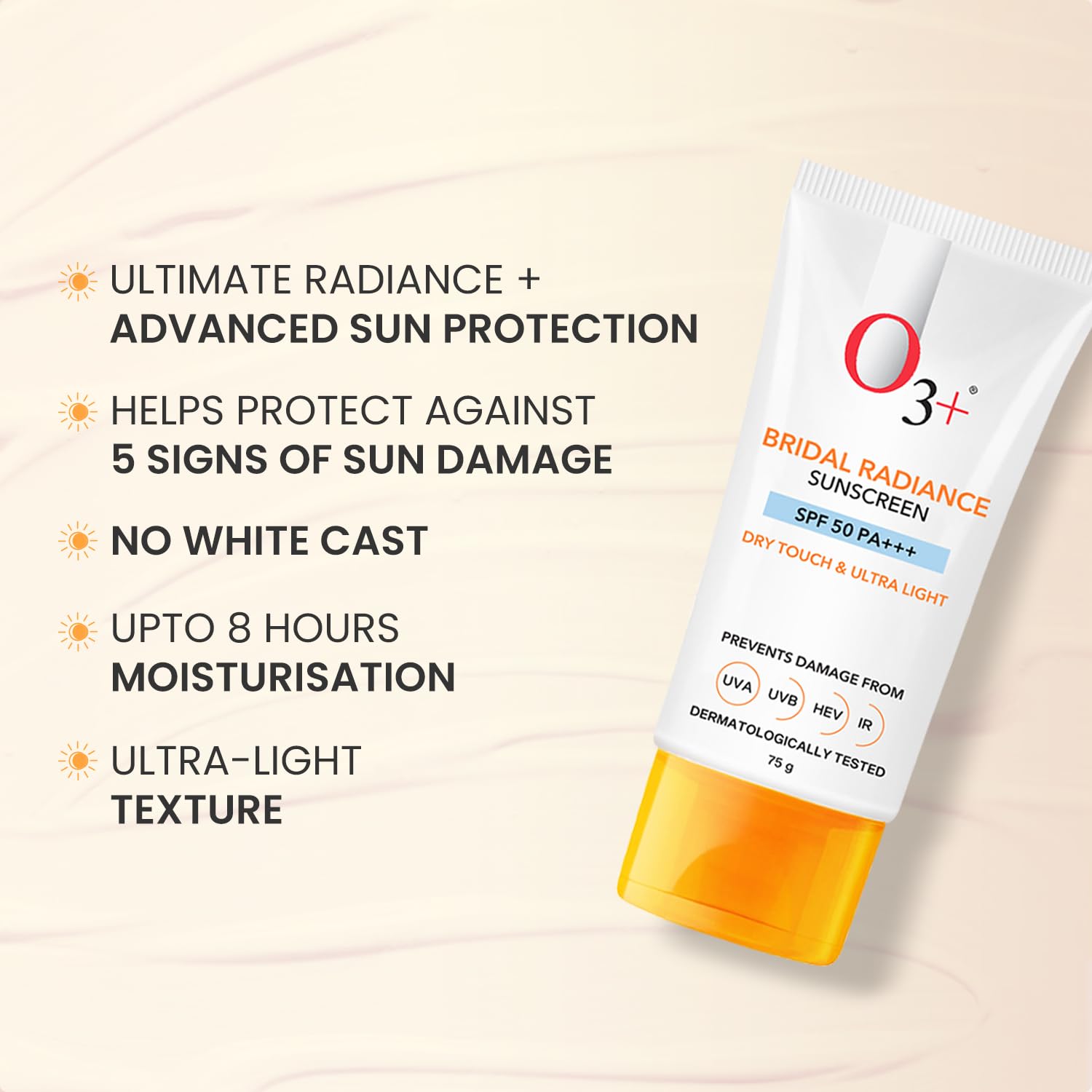 O3+ Professional Bridal Radiance Sunscreen SPF 50 PA +++ (75 g)