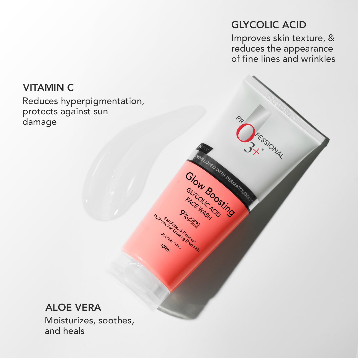 O3+ Glycolic Acid Glow Boosting Hydrating Face Wash (100ml)