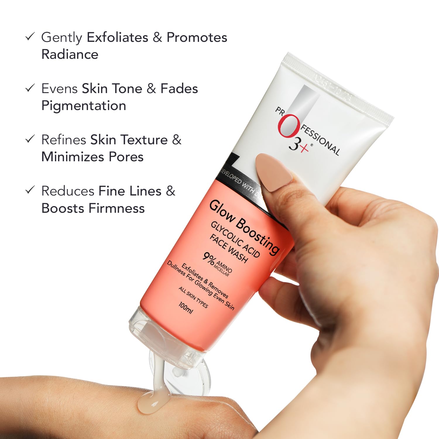 O3+ Glycolic Acid Glow Boosting Hydrating Face Wash (100ml)