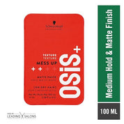Schwarzkopf Professional OSiS+ Mess Up Hair Styling Matte Paste |Easy to Mould |Easy to apply and Wash | Vegan | Medium Hold | Dry and Non-Greasy | Matte finish| Pomade | 100 ml