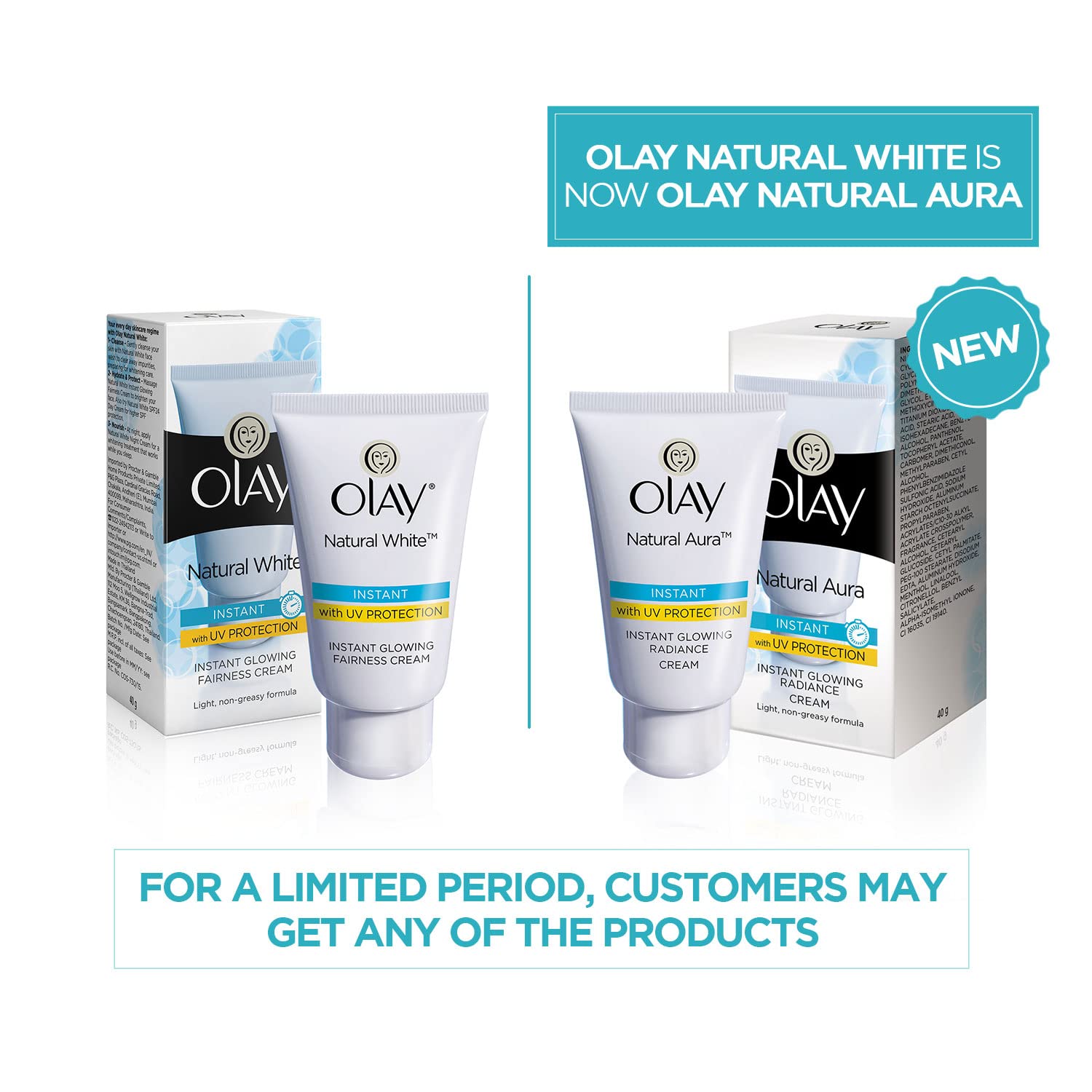 Olay Cream Natural Aura Vitamin B3, Pro B5, E With Uv Protection,40 Gm
