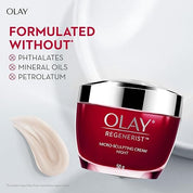Olay Regenerist Micosculpting Night Cream | Hydrated, Plump, Bouncy Skin | With Hyaluronic Acid, Niacinamide and Peptides | Normal, Oily, Dry, Combination Skin | 50g