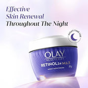 Olay Retinol24 Max Night Cream l Visibly Reduces Fine Lines in 7 Nights | Max Repair, Max Hydration l No Redness or Irritation | Fragrance Free l Normal, Oily, Dry and Combination Skin l 50g