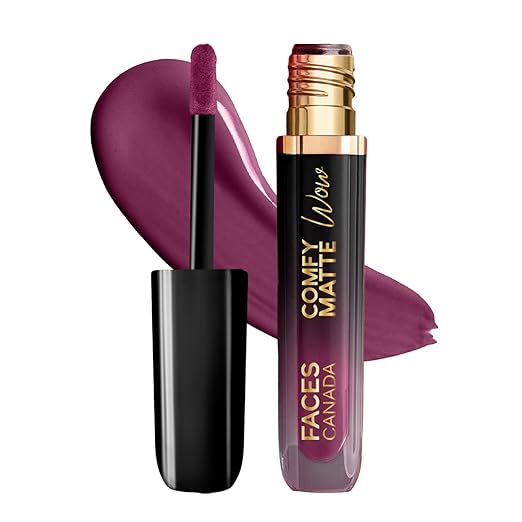 FACES CANADA Comfy Matte Wow Liquid Lipstick One Swipe Application | Highly Pigmented | Comfortable Wear | Glides Smoothly | Long Lasting | Transferproof, Smudgeproof & Waterproof