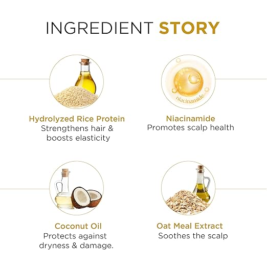 Oshea Herbal Rice Water Nourishing Shampoo for Women & Men | Repairs Damage, Reduces Dryness & Breakage | Enriched With Niacinamide, Oatmeal & Rice Bran Oil - 300ml