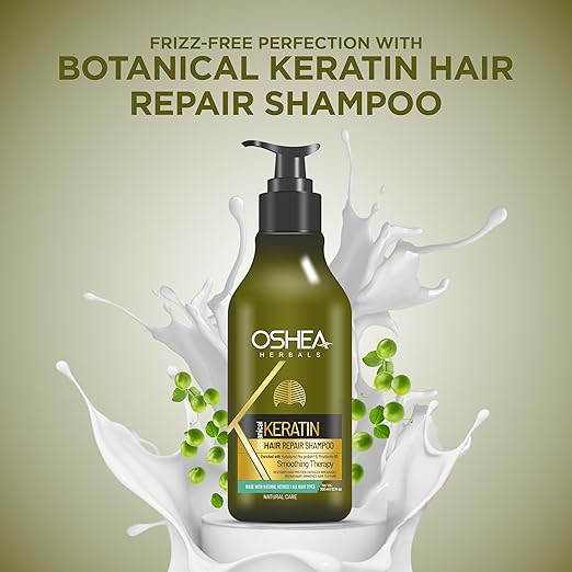 Oshea Herbals Botanical Keratin Hair Repair Shampoo - Restores Protein, Reduces Breakage & Improves Texture - Enriched With Brahmi & Amla Extract 300 ml