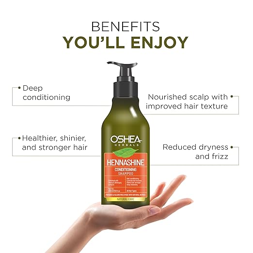 Oshea Herbals Heenashine Conditioning Shampoo | Controls Dryness & Makes Hair Stronger with Deep Cleansing | Enriched with Henna & Bhringraj 300 ml