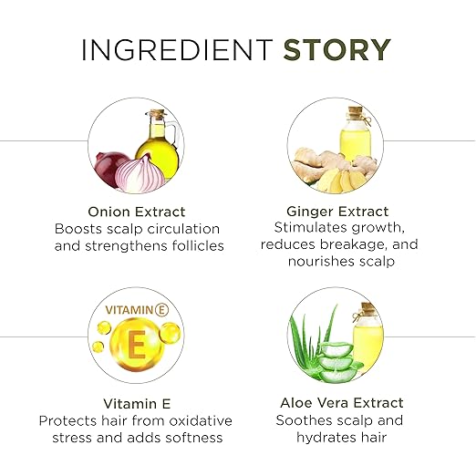 Oshea Herbals Natural Hair Growth Serum | Strengthens Hair, Prevent Hair Fall & Promotes Hair Growth with Healthy Scalp | Enriched with Onion Bulb & Ginger Extract - 110ml