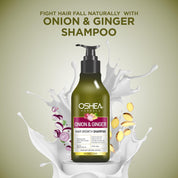 Oshea Herbals Natural Hair Growth Shampoo for Men & Women | Deep Nourishment, Promotes Hair Growth with Controlled Hairfall | Enriched with Onion Bulb & Ginger Extract - 300ml