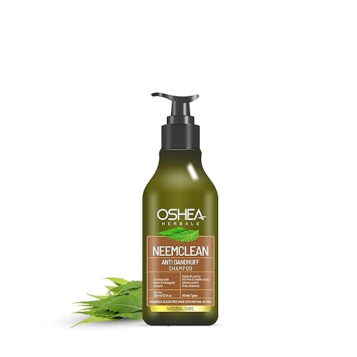 Oshea Herbals Neemclean Anti Dandruff Shampoo for Men & Women | Controls Dandruff, Deep Cleansing with Healthy & Itch Free Scalp | Enriched with Neem & Fenugreek | Paraben & Silicon Free 300ml